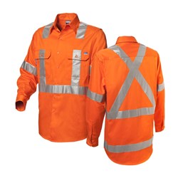 WS Workwear Koolflow Mens Hi-Vis Button-Up Shirt with H-X-Reflective Tape