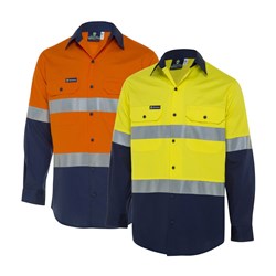 WS Workwear Mens Hi-Vis Button-Up Shirt with Reflective Tape