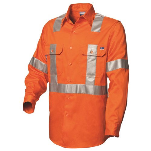 WS Workwear Koolflow Mens Hi-Vis Button-Up Shirt with H-X-Reflective Tape